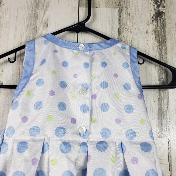 youngland toddler girls blue, white polka-dot Easter dress size 4T - Picture 6 of 8
